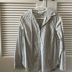 Striped button down alpaca print old navy size small